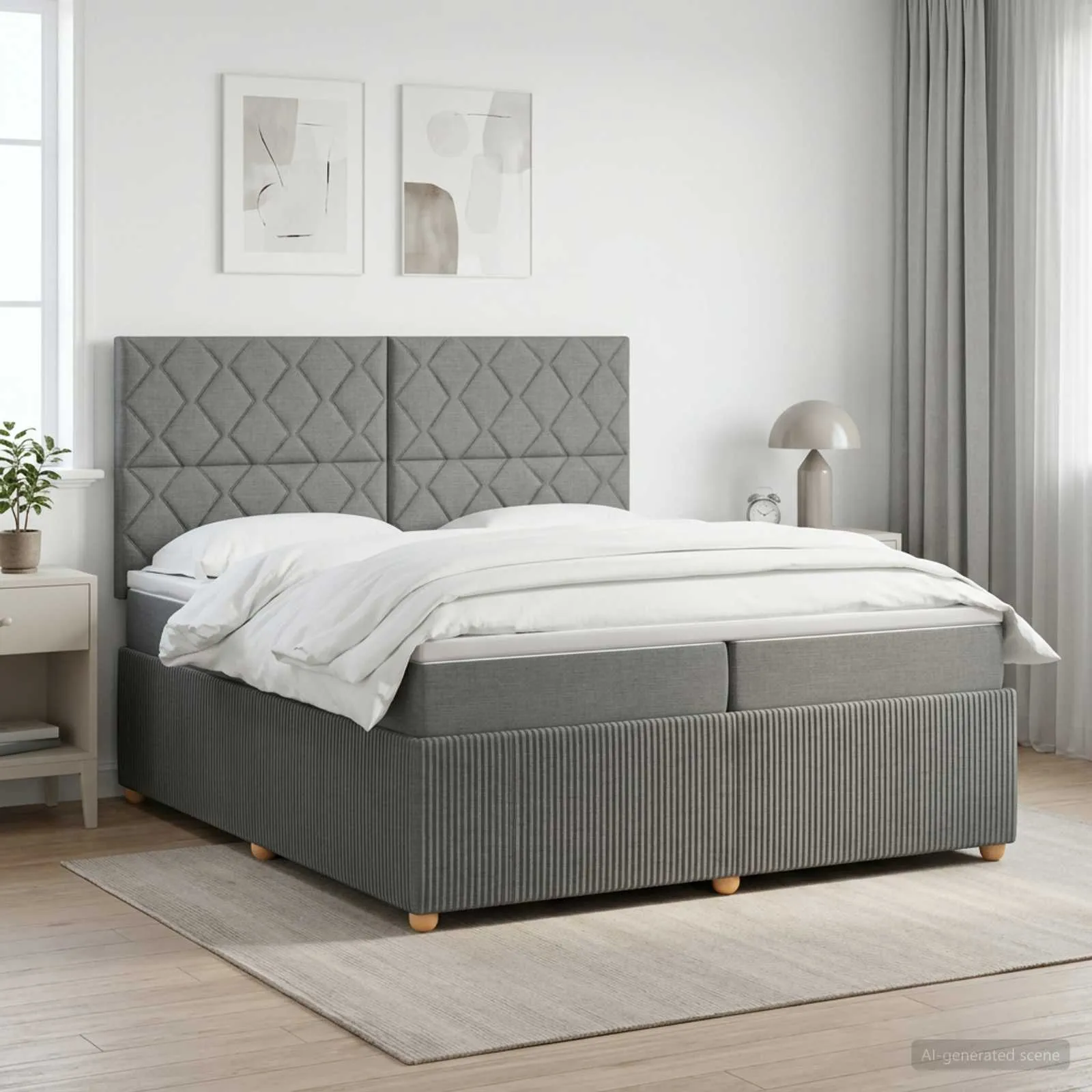 vidaXL Boxspring krevet s madracem Tamnosiva 200 x 200 cm Tkanina - Venlo