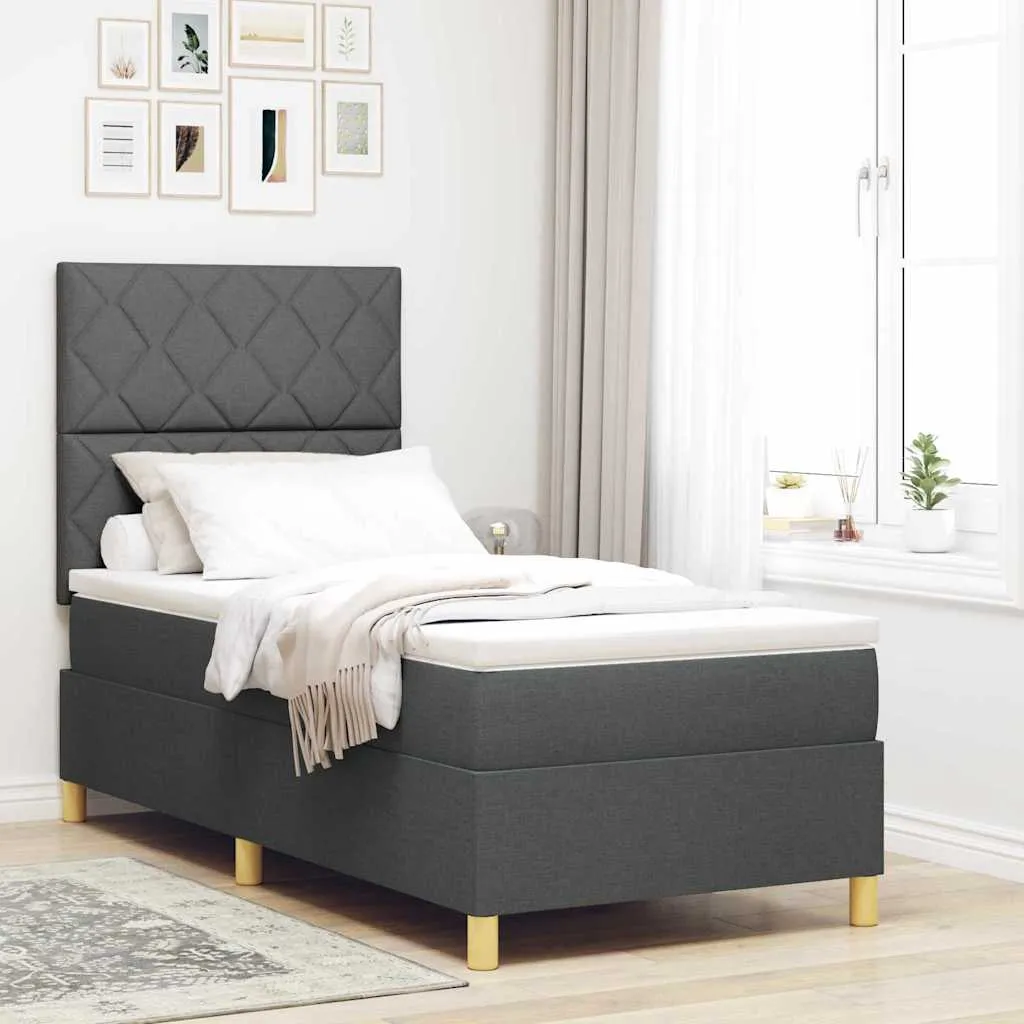 vidaXL Krevet s opruga kutije Tamno siva 100 x 200 cm tkanina - Venlo