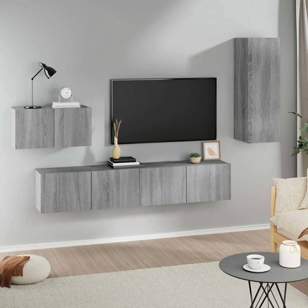 vidaxl 4-dijelni set tv ormarića sivog sonome konstruirano drvo - slika 1