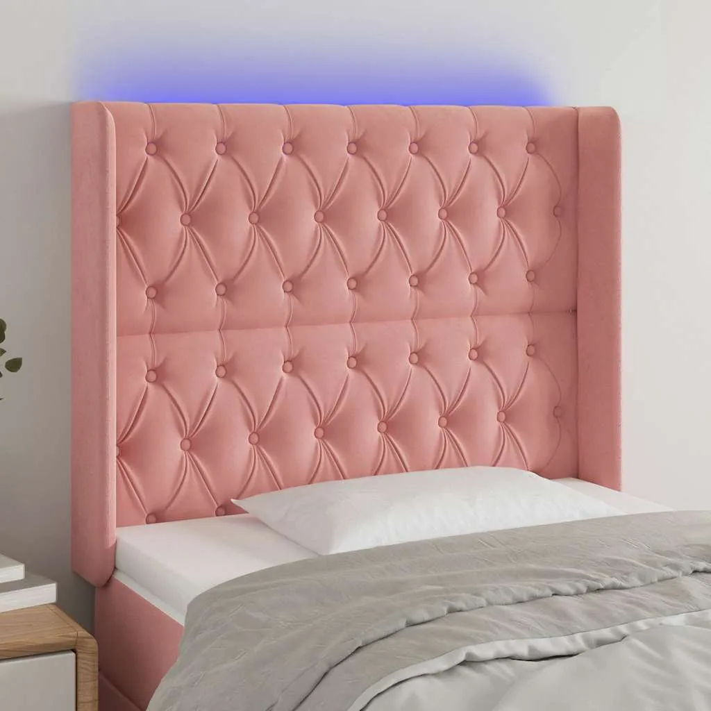 vidaXL LED uzglavlje ružičasto 93x16x118/128 cm baršunasto - Venlo