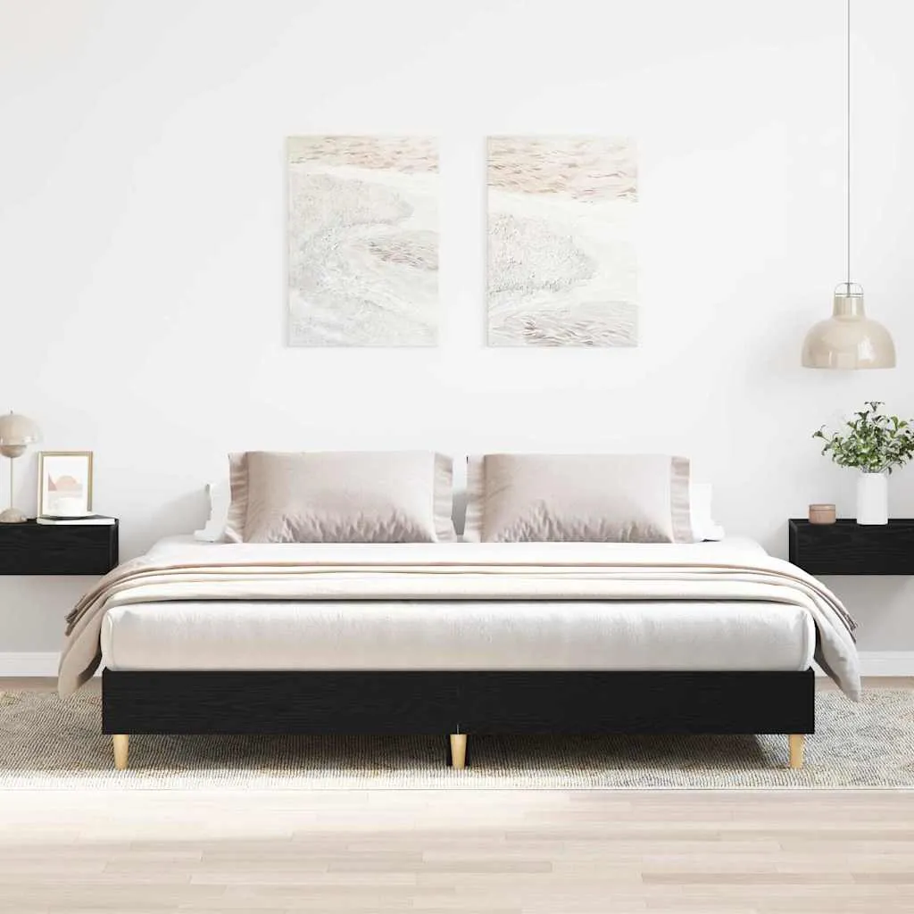 vidaXL Krevetna konstrukcija Crni hrast 203 x 203 x 25 cm - Venlo