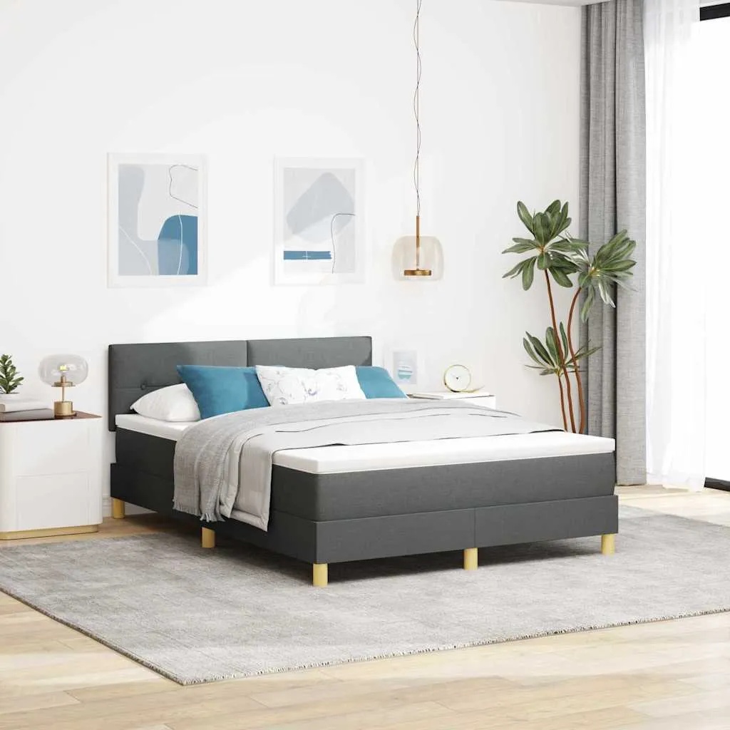 vidaXL Krevet s opruga kutije Tamno siva 140 x 190 cm tkanina - Venlo