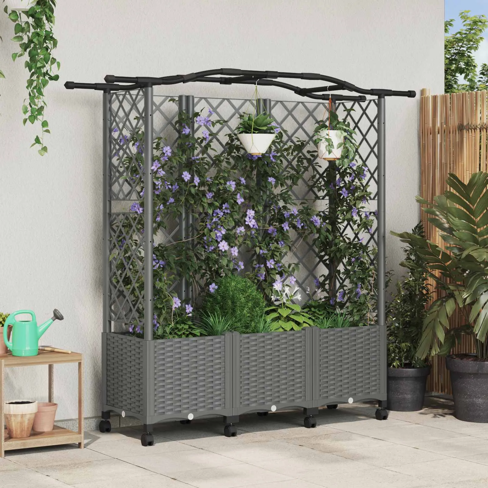 vidaXL Povišeni krevet s mrežom i krovom Svjetlosiva 163 x 40 x 144 cm - Venlo