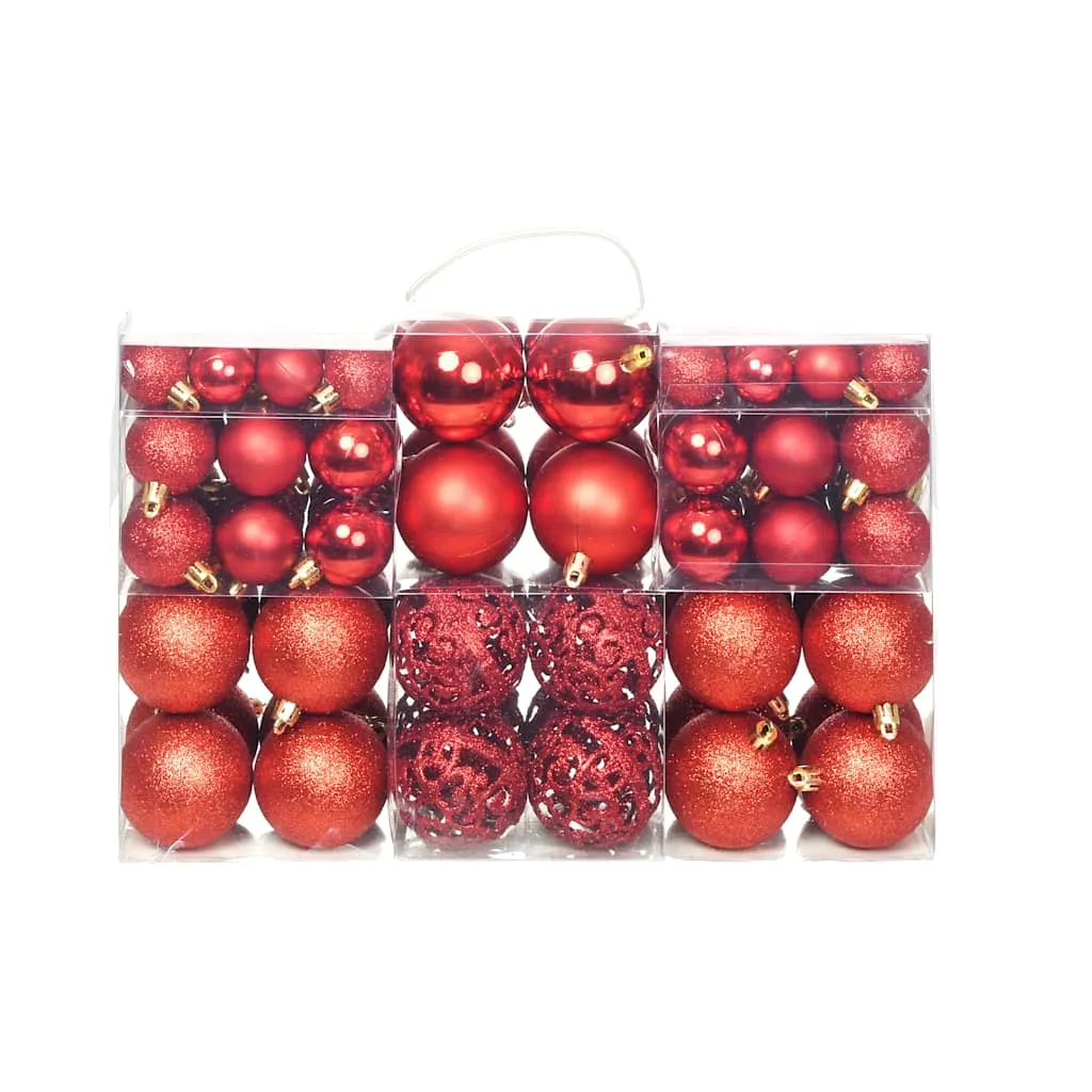 vidaXL Set božićnih kuglica 100 komada 3/4/6 cm crveni - Venlo