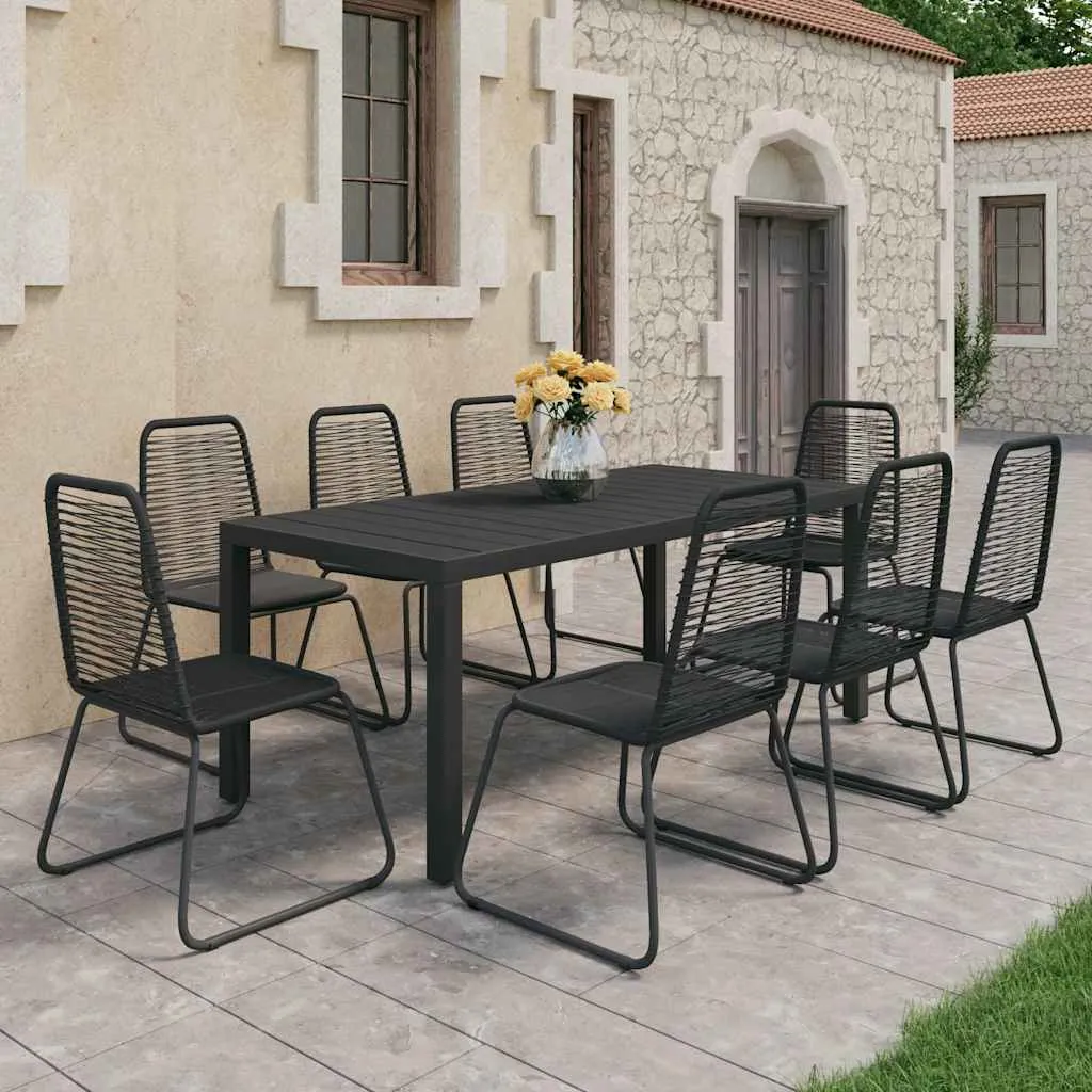 vidaXL 9-dijelni vrtni blagovaonski set od PVC ratana crni - Venlo