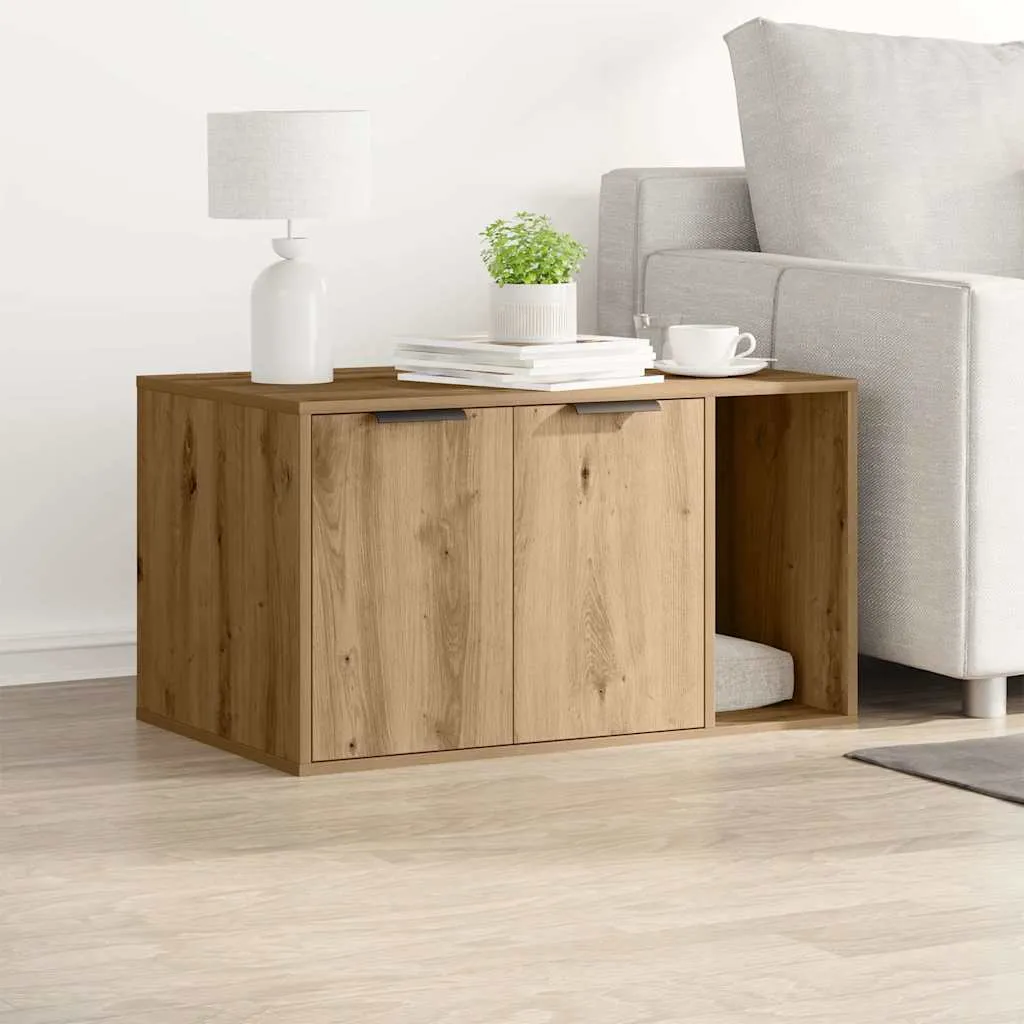 vidaxl kutija z mačji pijesak boja hrasta 80x50x45cm konstruirano drvo - slika 1