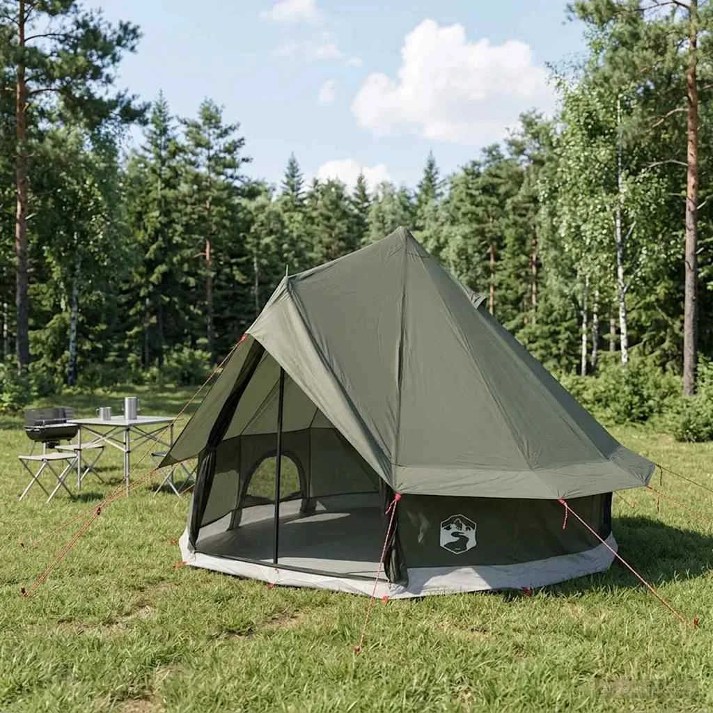 vidaxl tipi šator 4-osobni maslinasto zelena poliester i čelik - slika 1