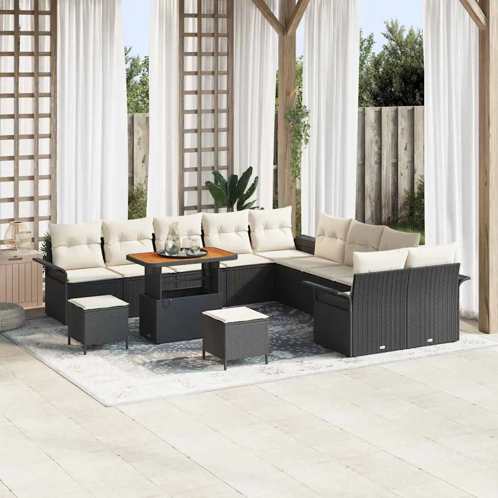 vidaXL Sjedeća garnitura za vrt 13 kom. Crna poliratan - Venlo