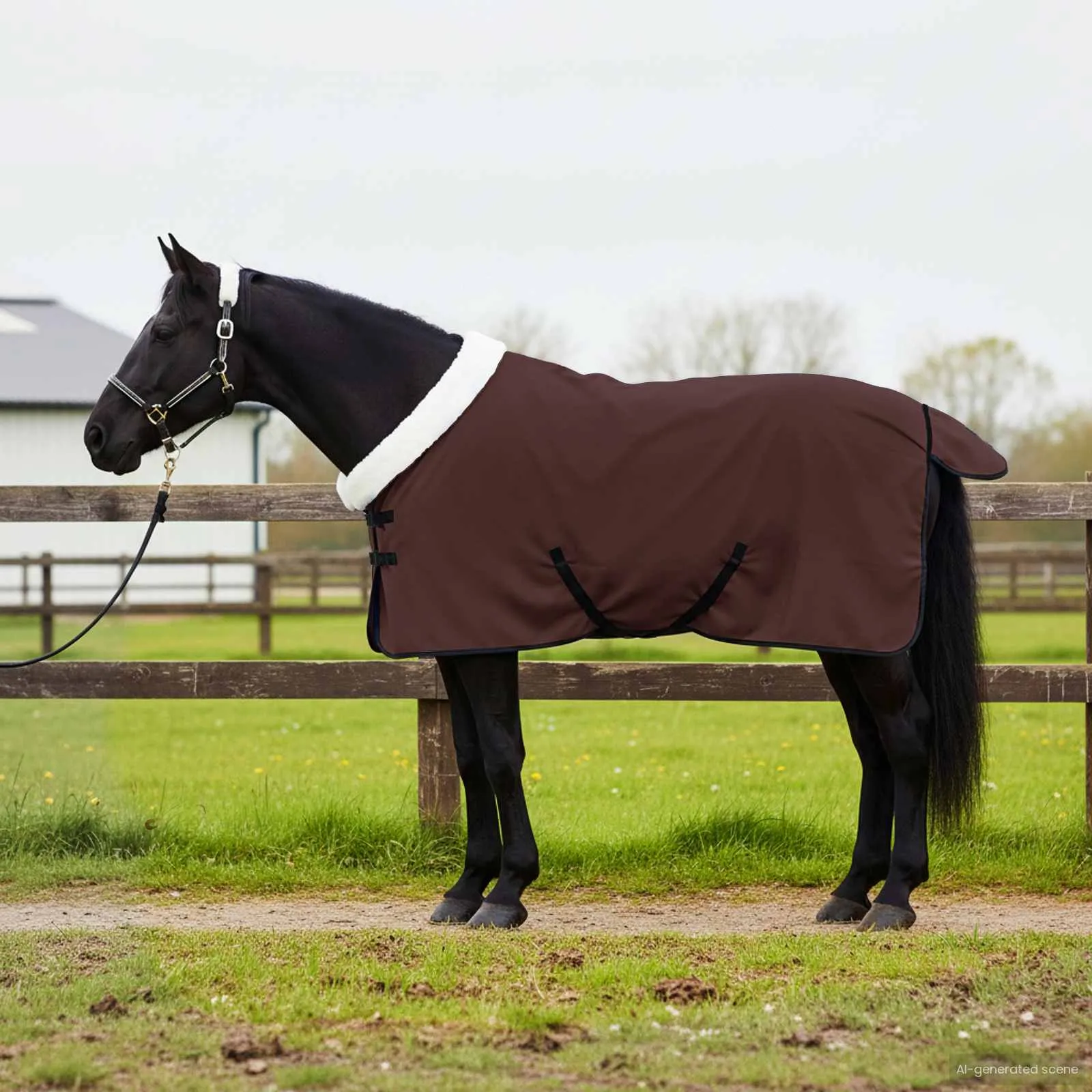 vidaxl pokrivač za konje puni tamnosmeđi 95 cm polartec - slika 1