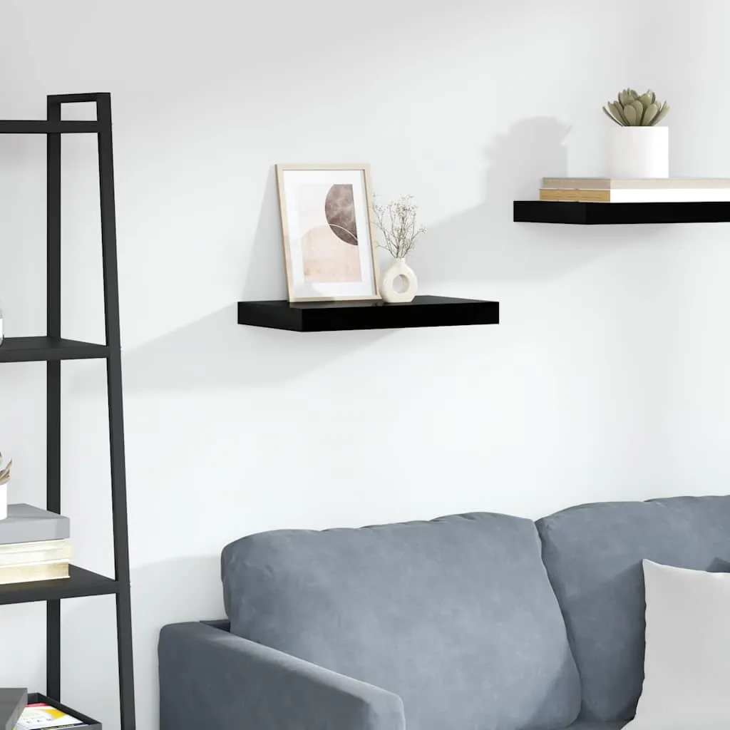 vidaXL Plutajuća zidna polica visoki sjaj crna 40 x 23,5 x 3,8 cm MDF - Venlo