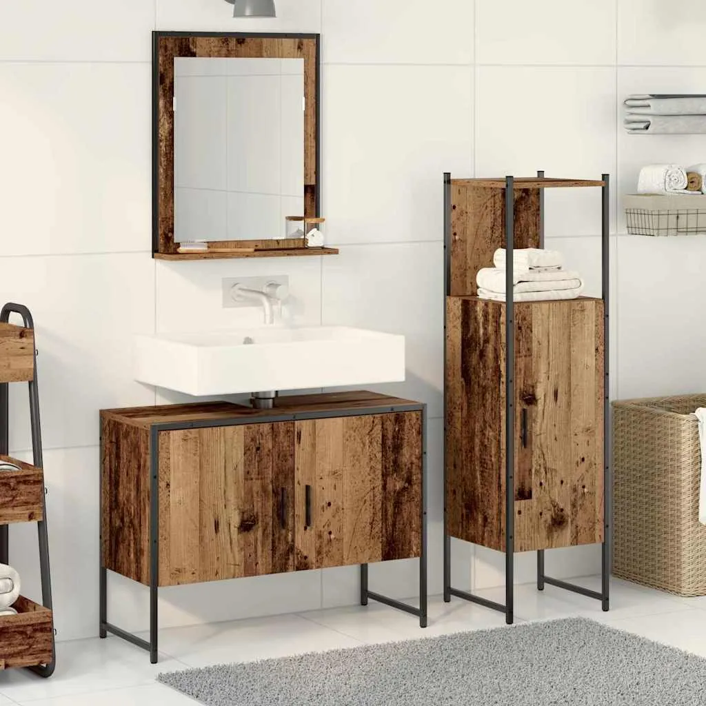 vidaXL Set namještaja za kupaonicu 3 kom. Smeđa 33 x 33 x 113.5 cm - Venlo
