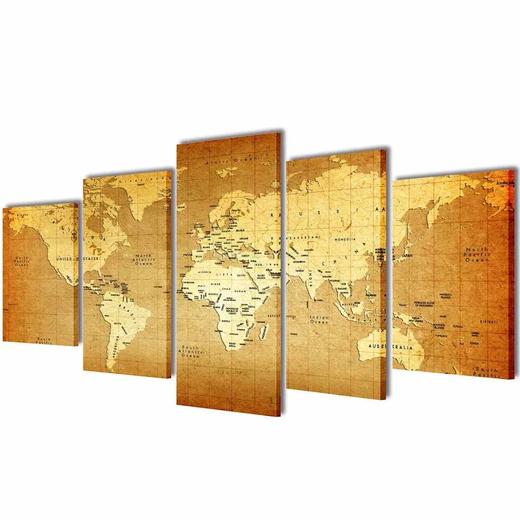 vidaxl zidne slike na platnu s printom mapa svijeta 100 x 50 cm - slika 1