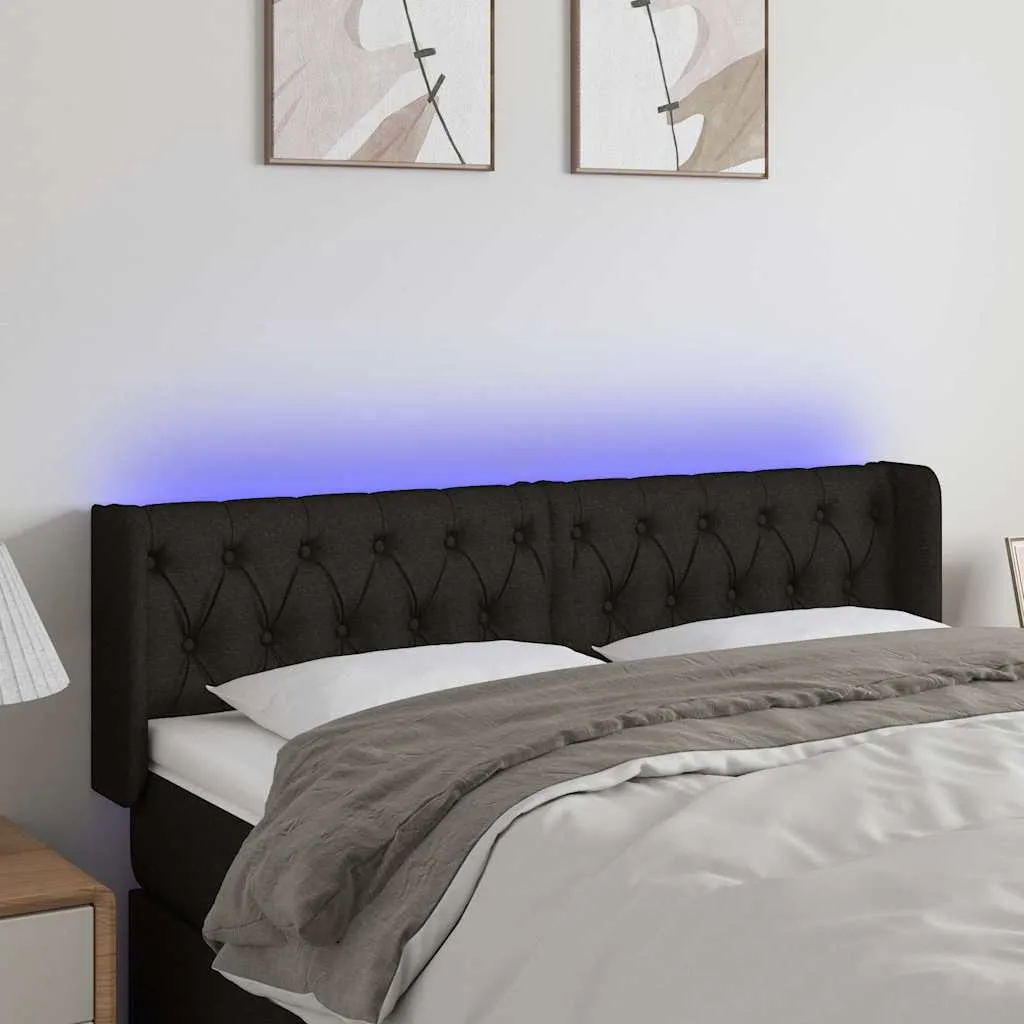 vidaXL LED uzglavlje crno 147x16x78/88 cm od tkanine - Venlo