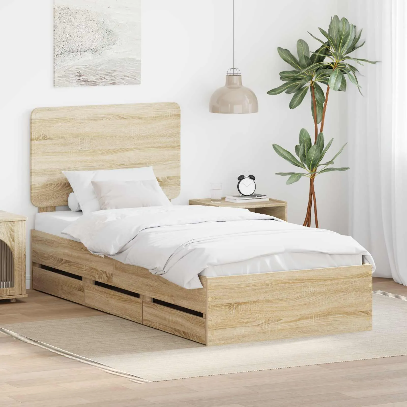 vidaXL Krevetna konstrukcija s ladicama Sonoma hrast 100 x 200 cm - Venlo
