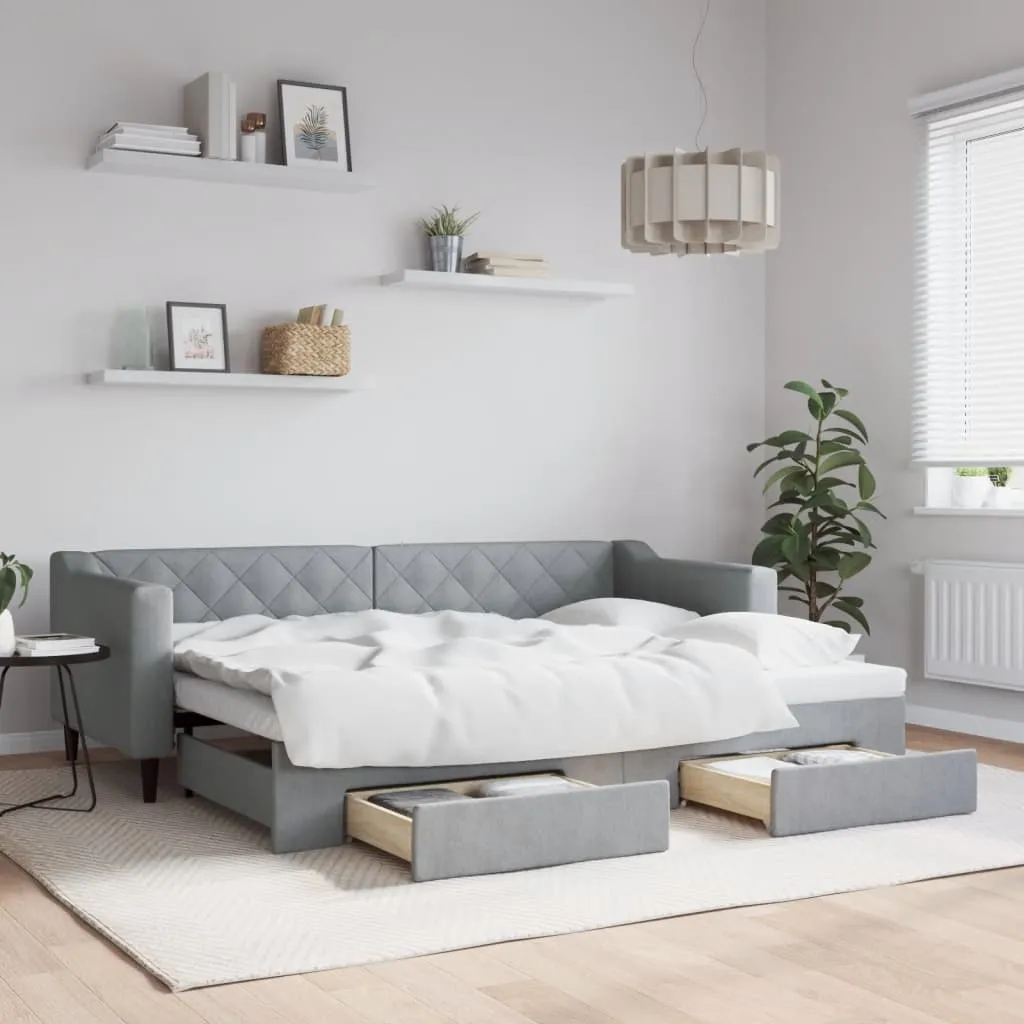 vidaXL Dnevni krevet na razvlačenje svjetlosivi 80 x 200 cm od tkanine - Venlo