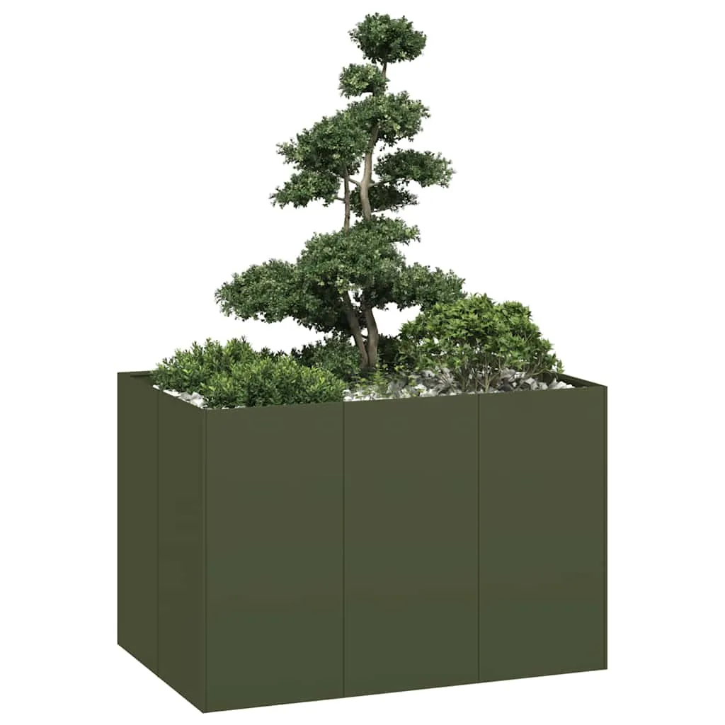 vidaxl sadilica maslinastozelena 120x80x80 cm od čelika - slika 1