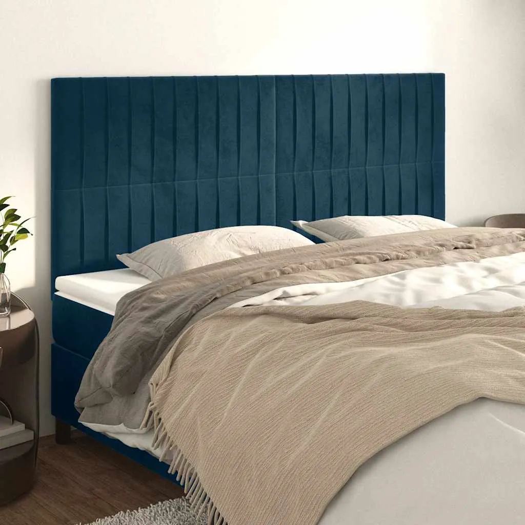 vidaXL Uzglavlje tamnoplavo 200x5x118/128 cm baršunasto - Venlo