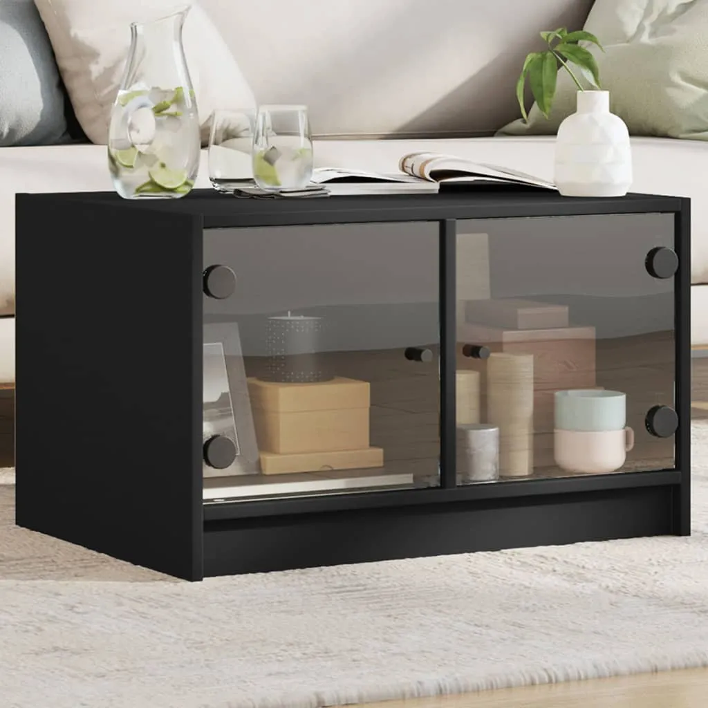 vidaXL Stolić za kavu sa staklenim vratima crni 68x50x42 cm - Venlo