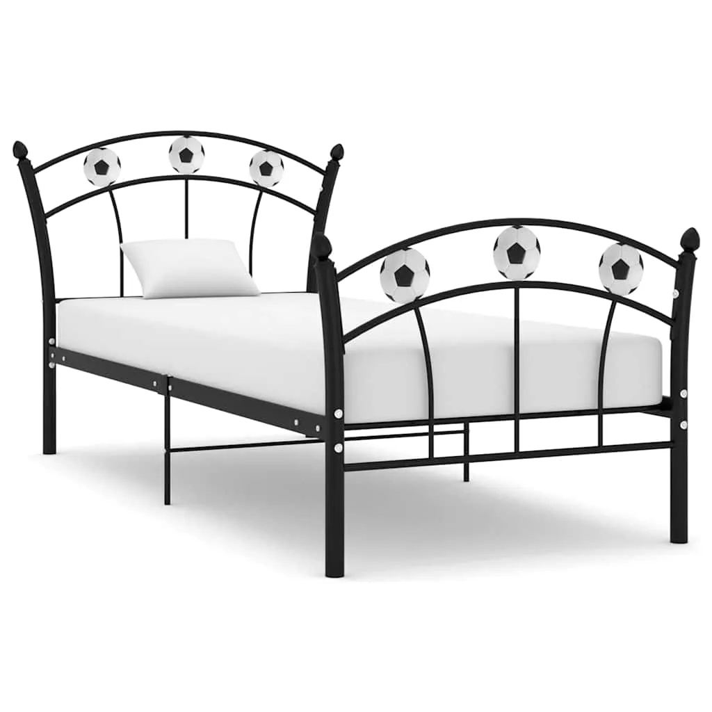 vidaXL Okvir za krevet s nogometnim uzorkom crni metalni 90 x 200 cm - Venlo