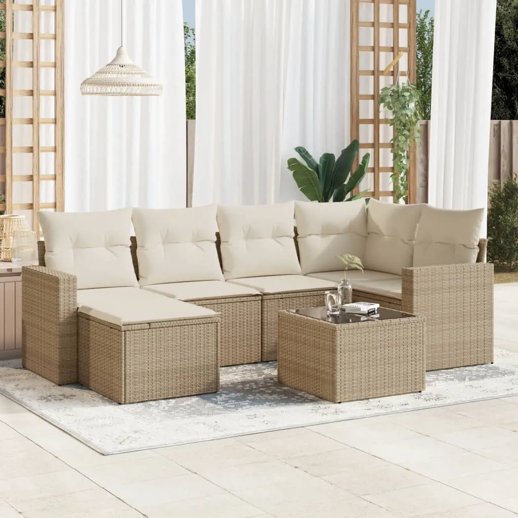 vidaXL 7-dijelni set vrtnih sofa od poliratana s jastucima bež - Venlo
