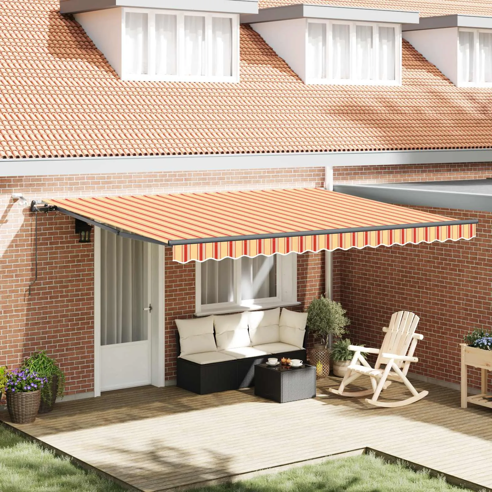 vidaXL Povlačivi tende Žuta i narančasta 450 × 300 cm Poliester - Venlo