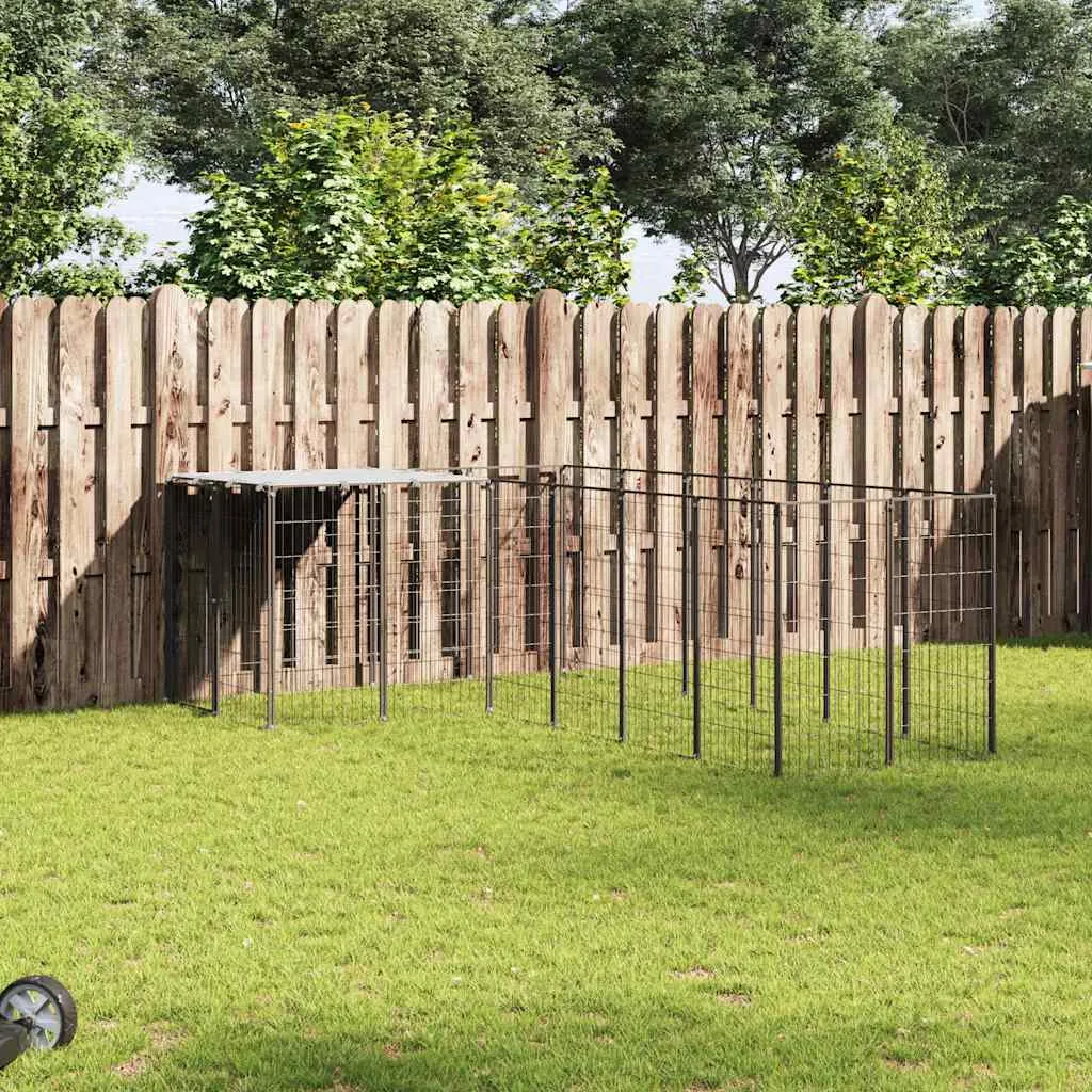 vidaxl kavez za pse crni 8,47 m² čelični - slika 1
