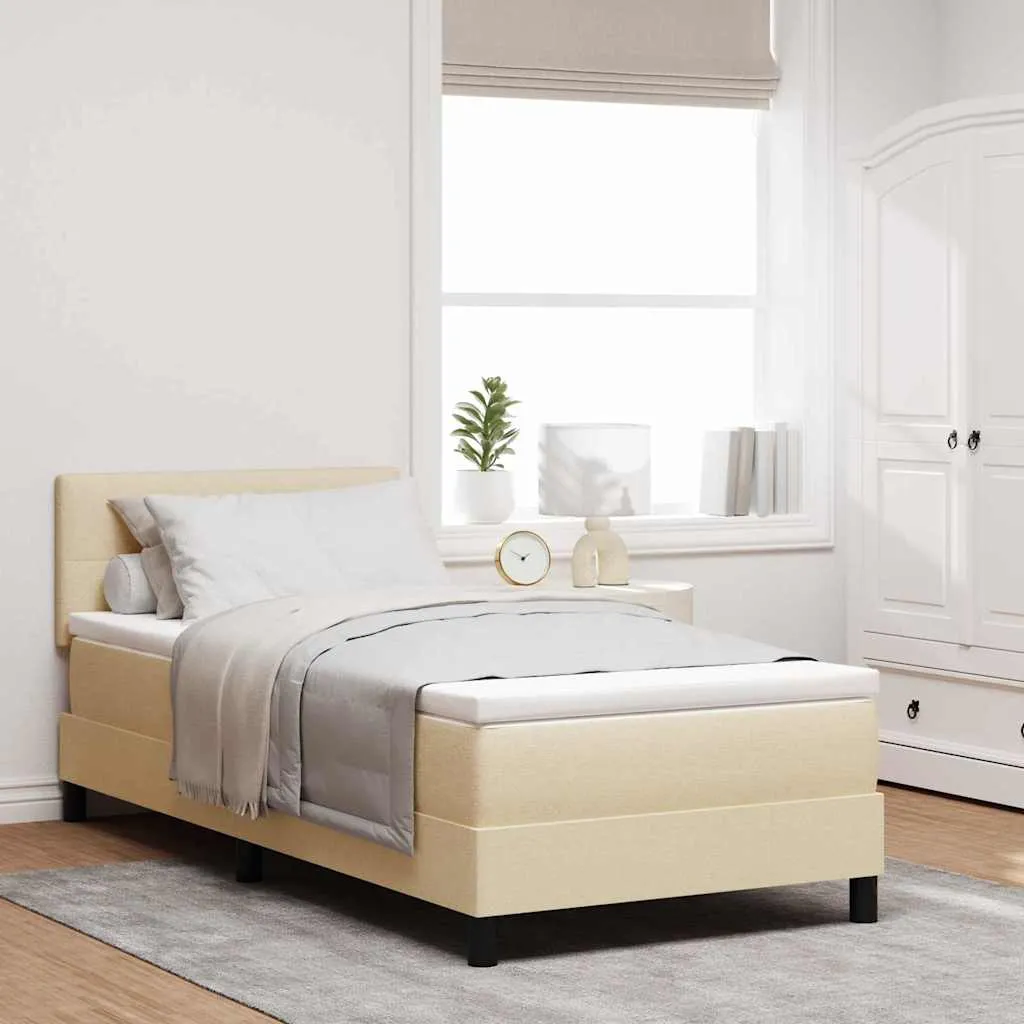 vidaXL Krevet s opruga kutije s uzglavljem Krema 90 x 200 cm tkanina - Venlo