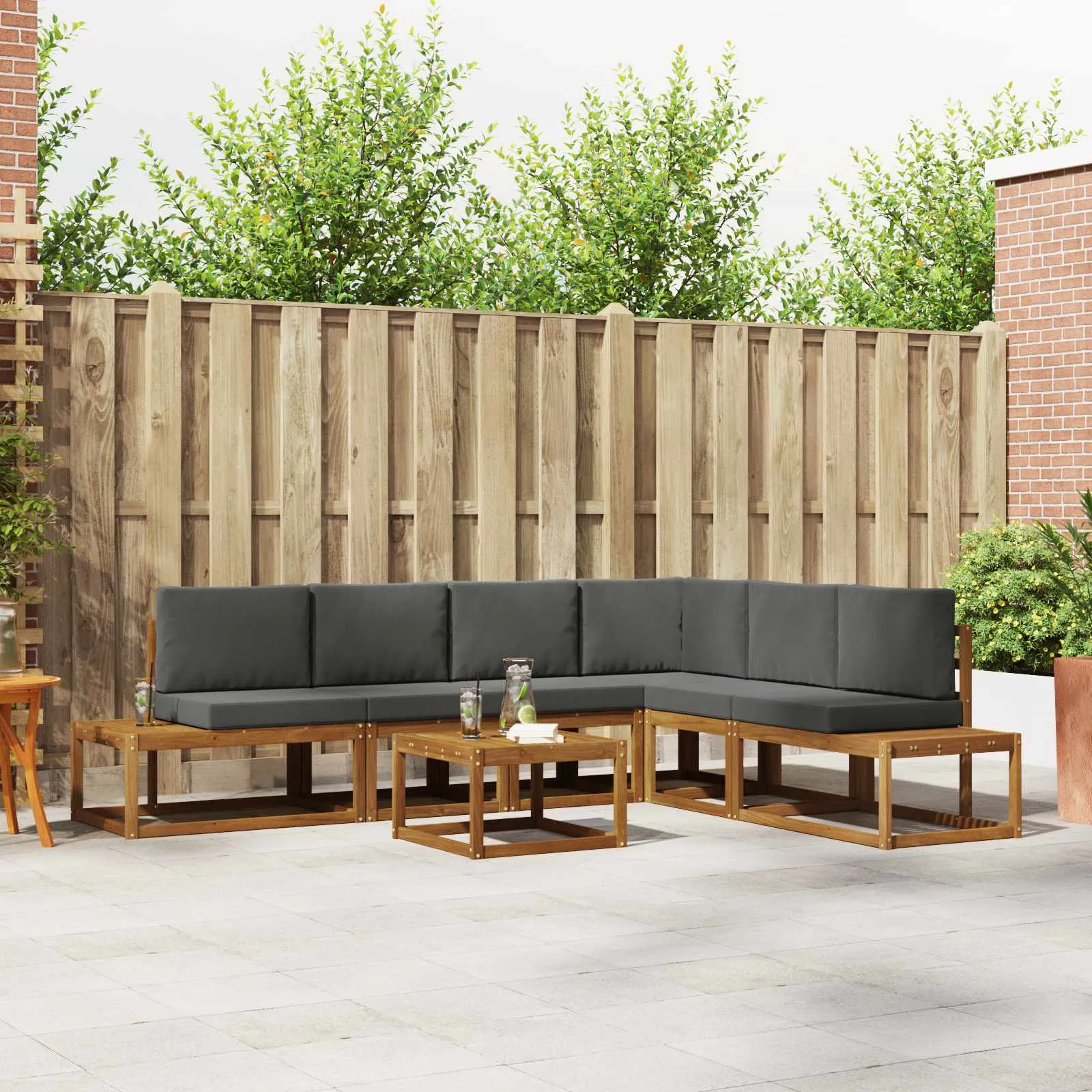 vidaXL 7 kom. Set vanjskih sofa Čvrsto drvo akacije i poliester - Venlo