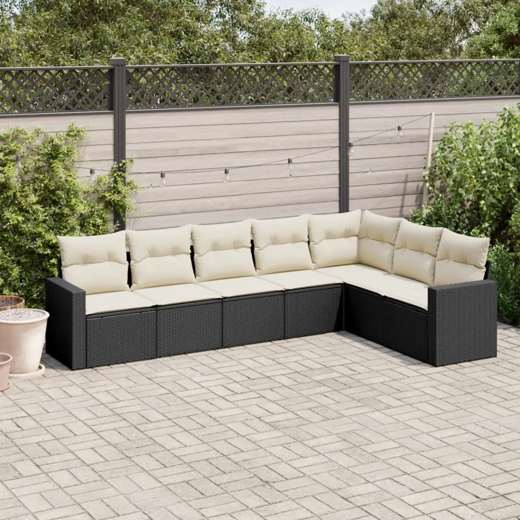vidaXL 7-dijelni set vrtnih sofa od poliratana s jastucima crni - Venlo