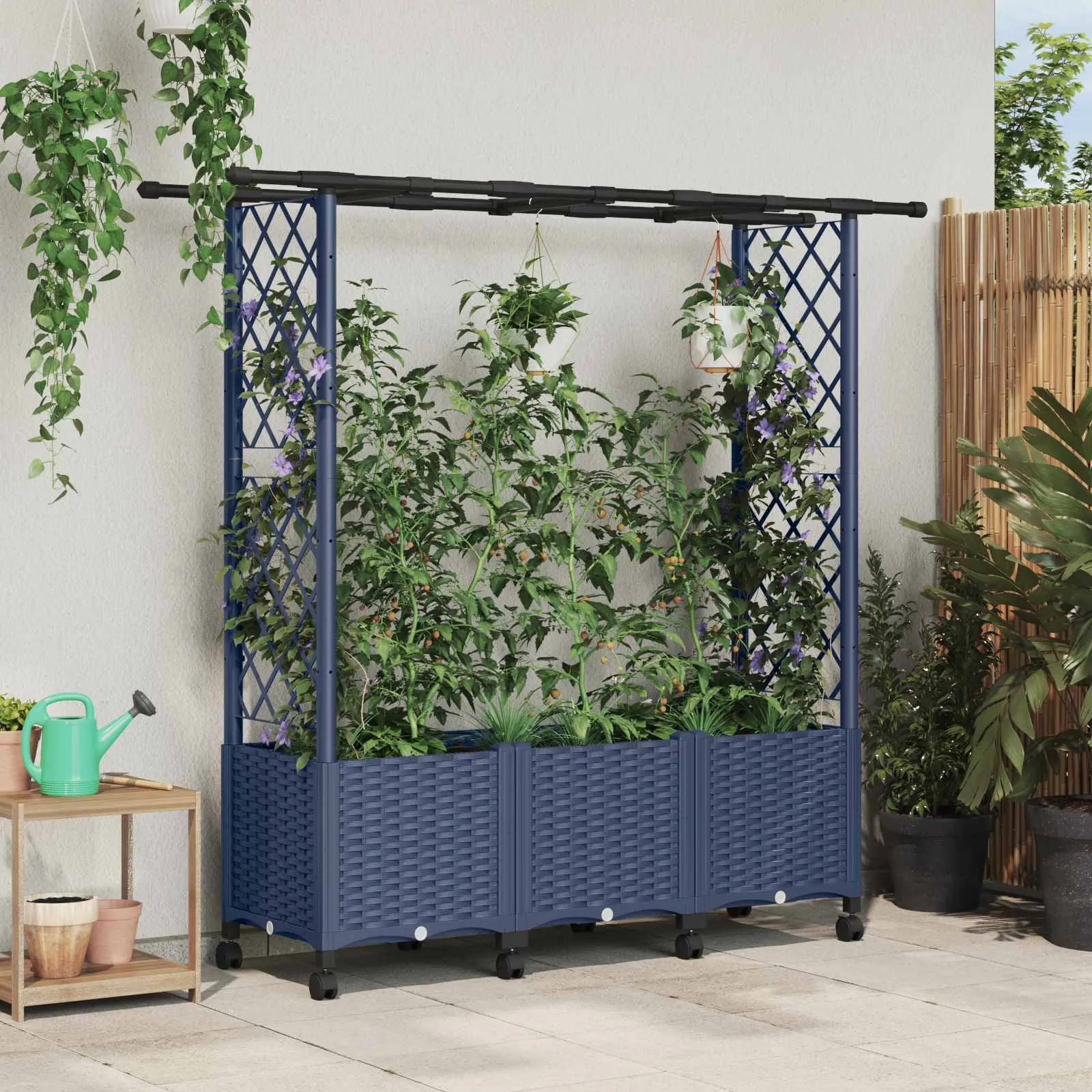 vidaXL Povišeni krevet s mrežom i krovom Siva 162,5 x 40 x 142 cm PP - Venlo