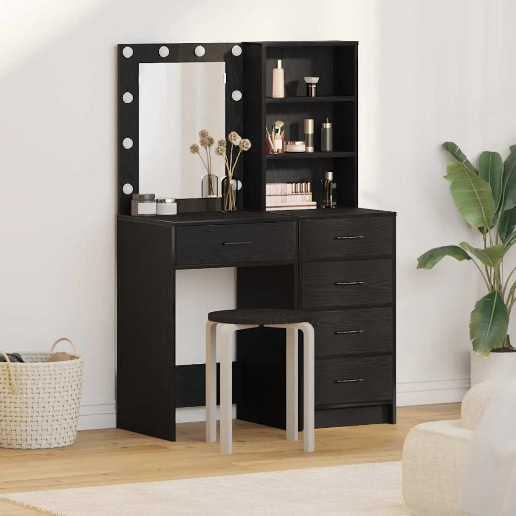 vidaXL Toaletni stol 2 kom. Crna 50 x 41 x 135 cm Konstruirano drvo - Venlo