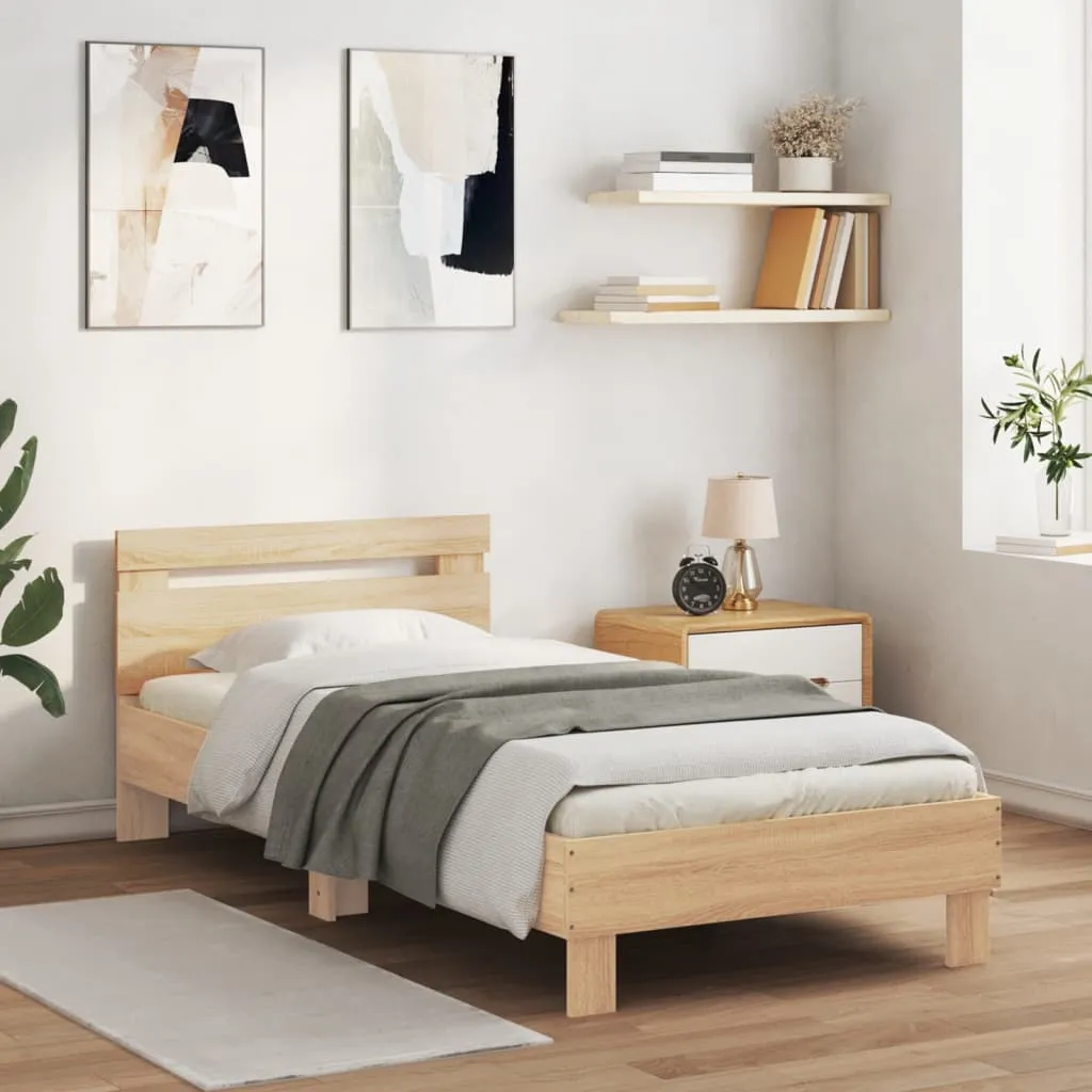 vidaXL Okvir za krevet s uzglavljem boja hrasta 90x200 cm drveni - Venlo