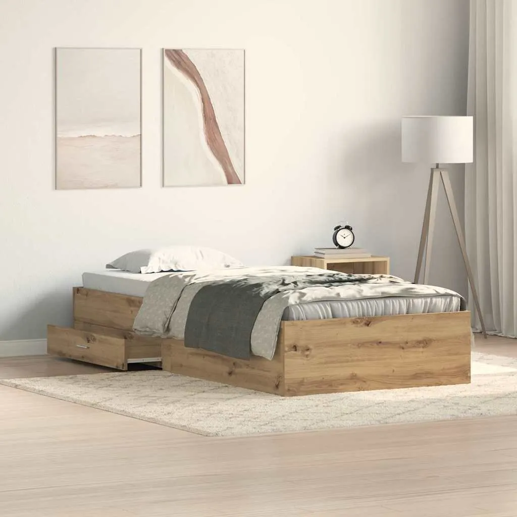 vidaXL Krevetna konstrukcija s ladicama Umjetnički hrast 90 x 190 cm - Venlo