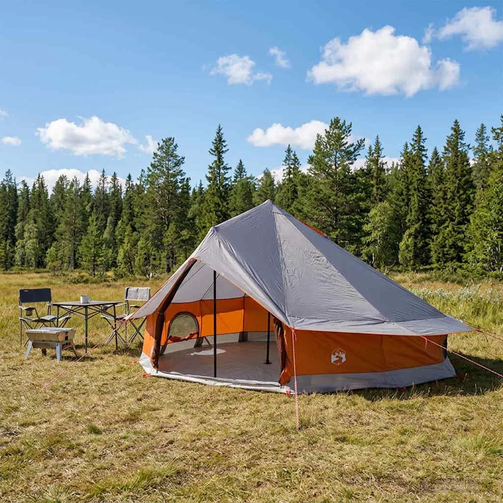 vidaxl tipi šator 20-osobni siva i narančasta poliester i čelik - slika 1