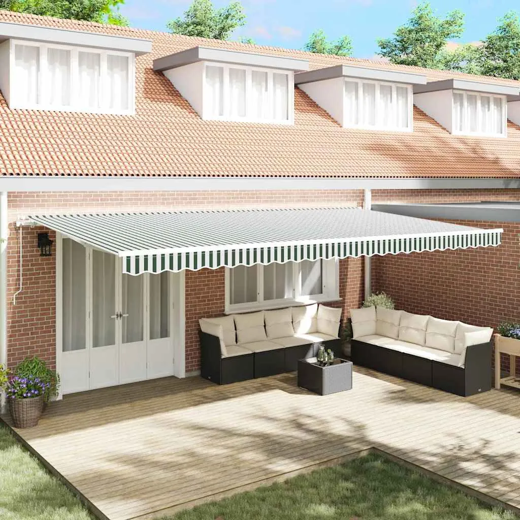 vidaXL Povlačivi tende Zelena i bijela 600 × 300 cm Tkanina i Aluminij - Venlo