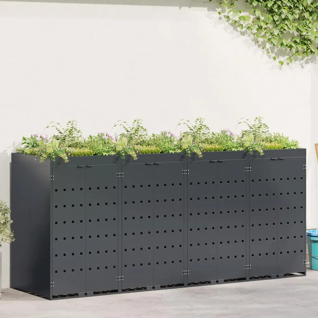 vidaXL Skladištenje kanti za 4 kante Antracit 272 x 77,5 x 121,5 cm - Venlo