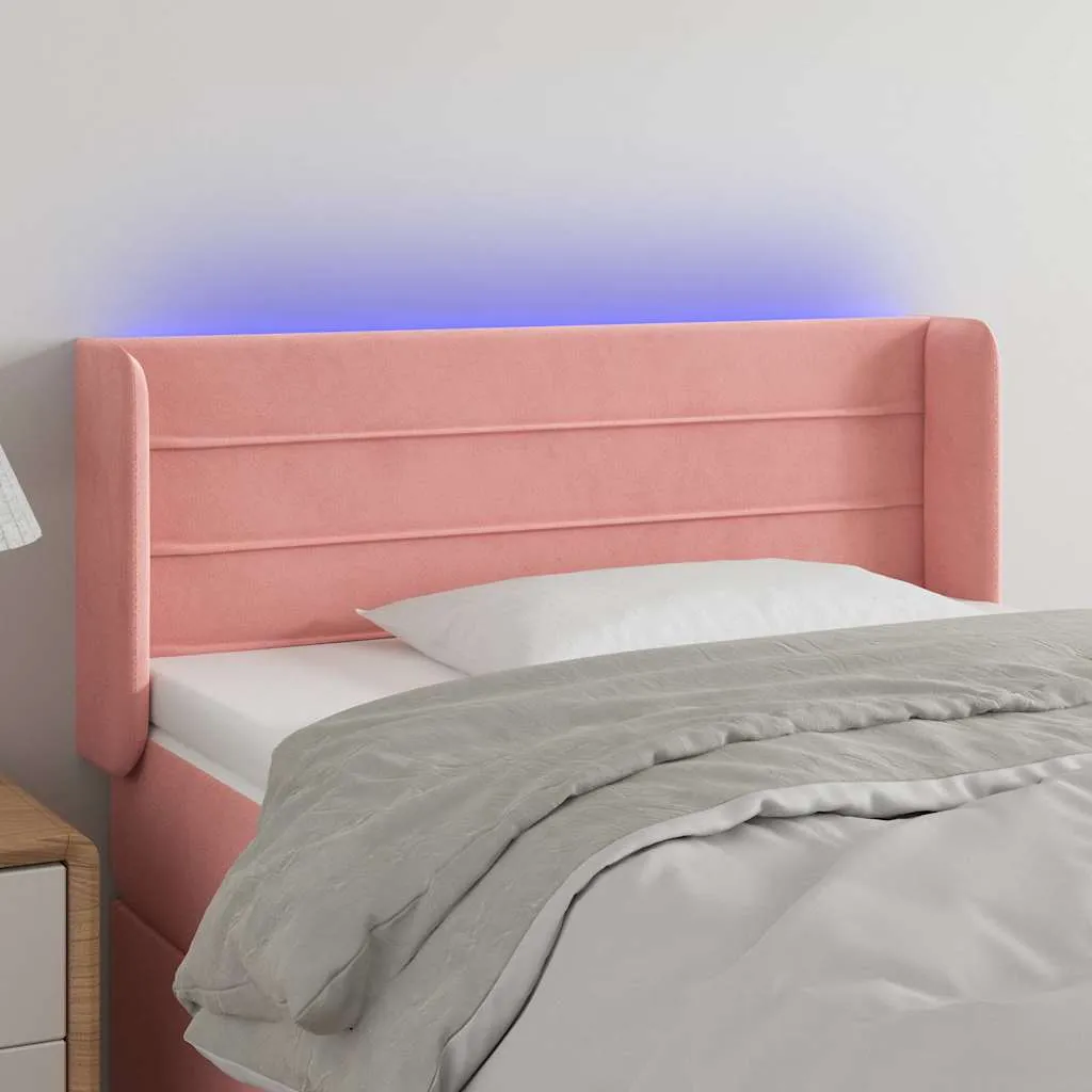 vidaXL LED uzglavlje ružičasto 103x16x78/88 cm baršunasto - Venlo