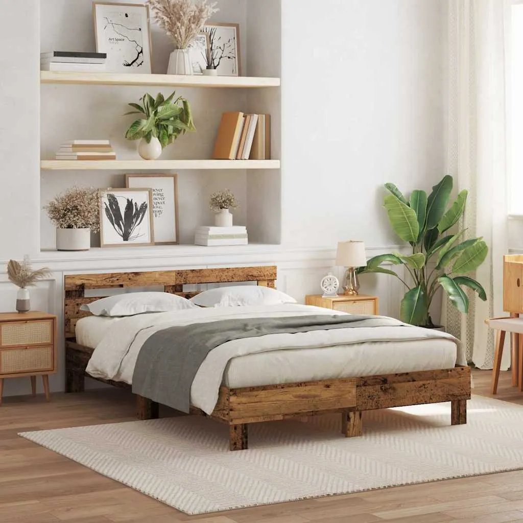 vidaXL Krevetna konstrukcija Staro drvo 160 x 200 cm Konstruirano drvo - Venlo