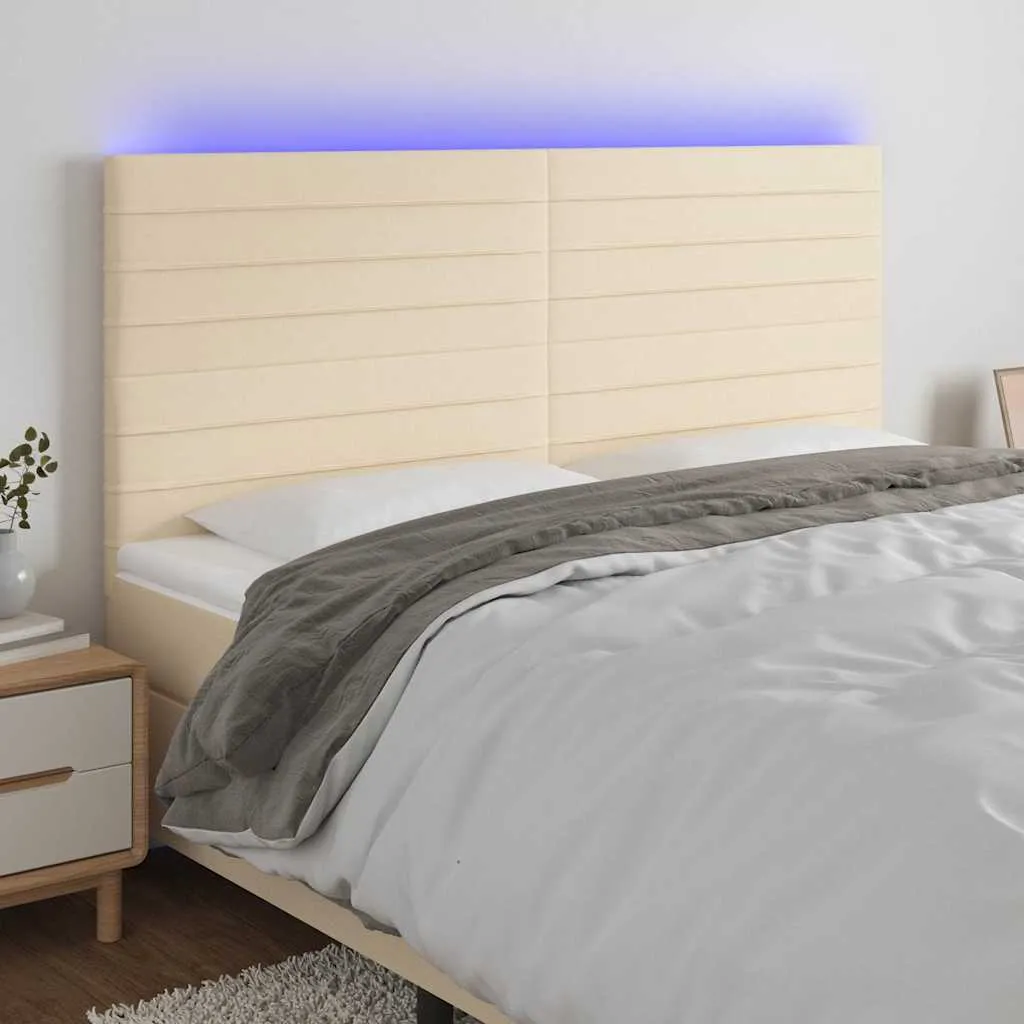 vidaXL LED uzglavlje krem 180x5x118/128 cm od tkanine - Venlo