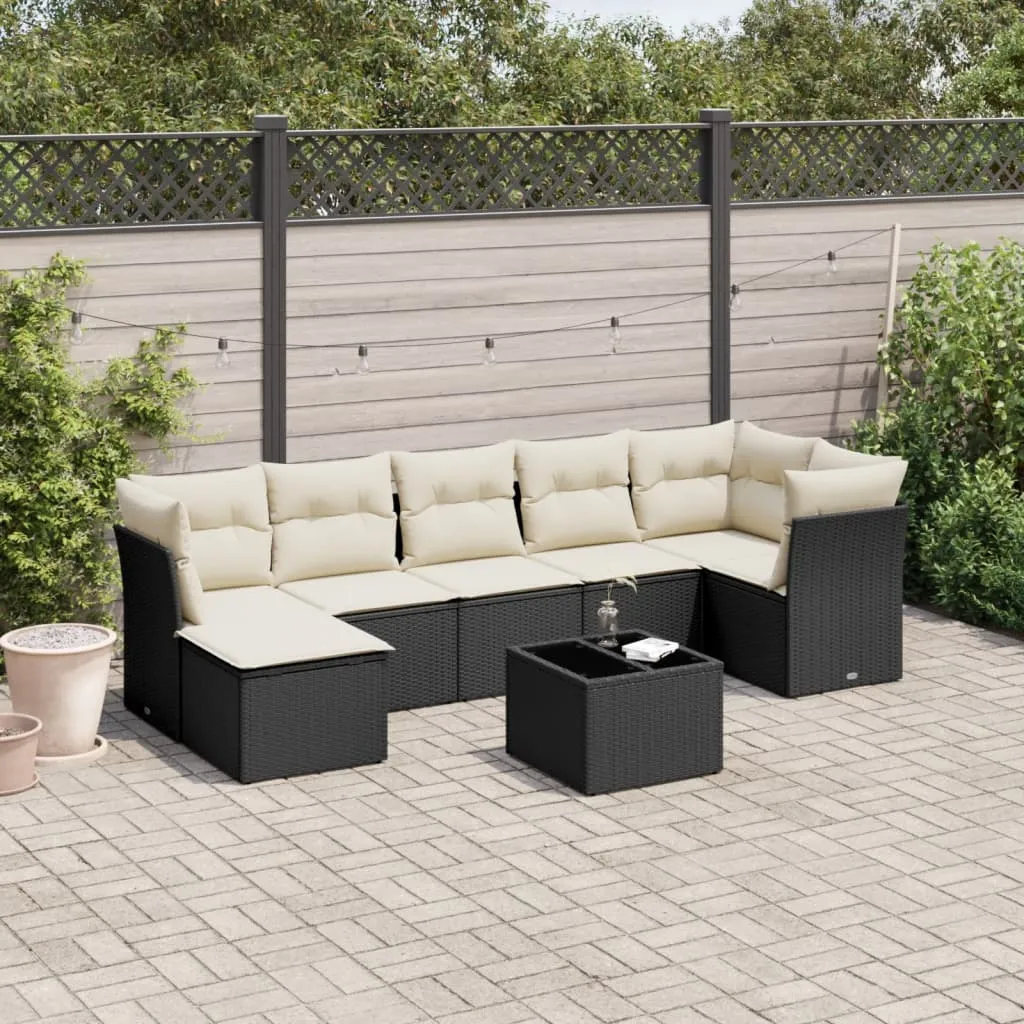 vidaXL 8-dijelni set vrtnih sofa od poliratana s jastucima crni - Venlo