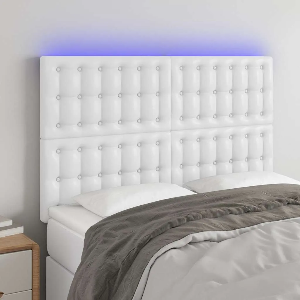 vidaXL LED uzglavlje bijelo 144x5x118/128 cm od umjetne kože - Venlo