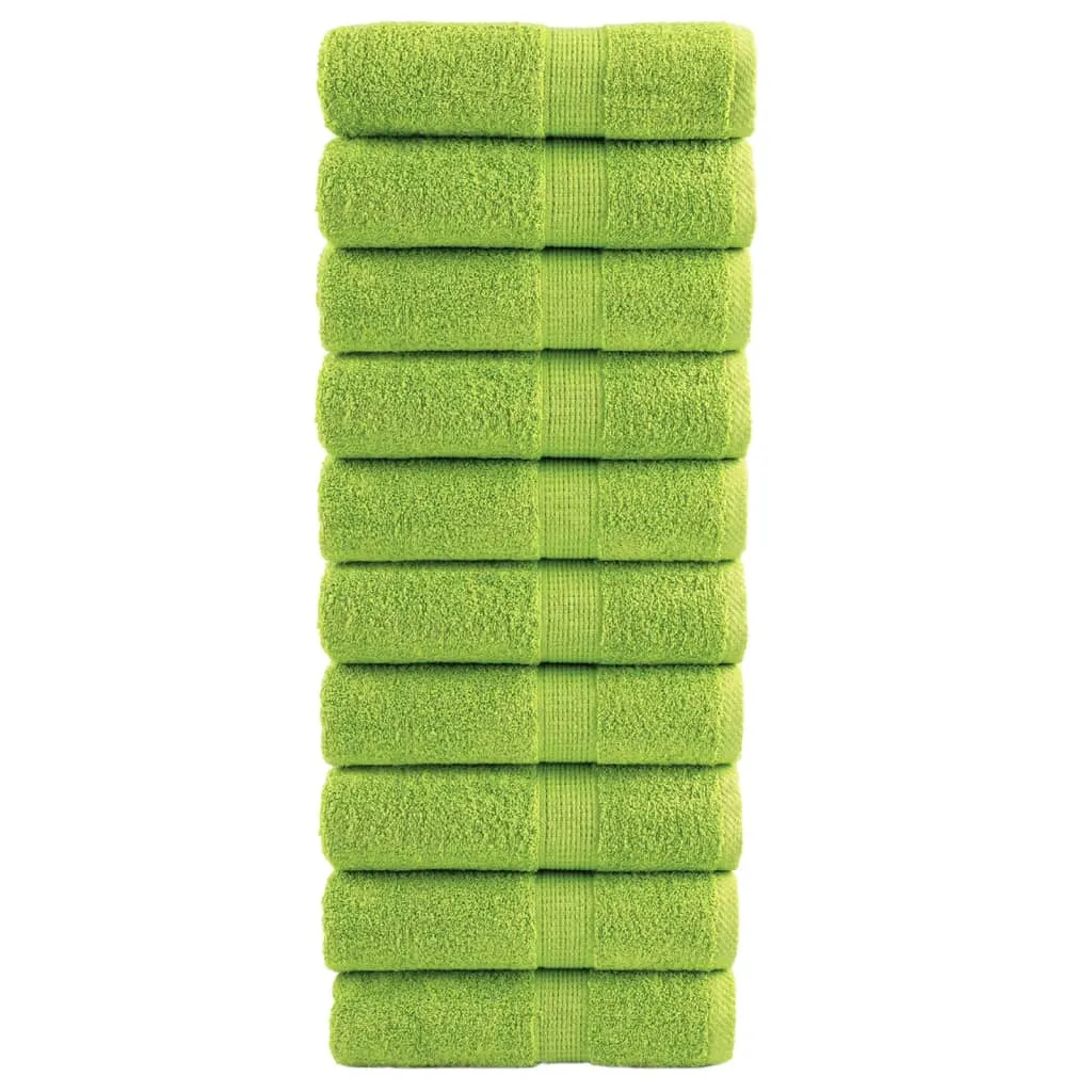 vidaxl premium ručnici za goste solund 10 kom. zelene boje jabuke 30x50 cm 600 g/m² - slika 1