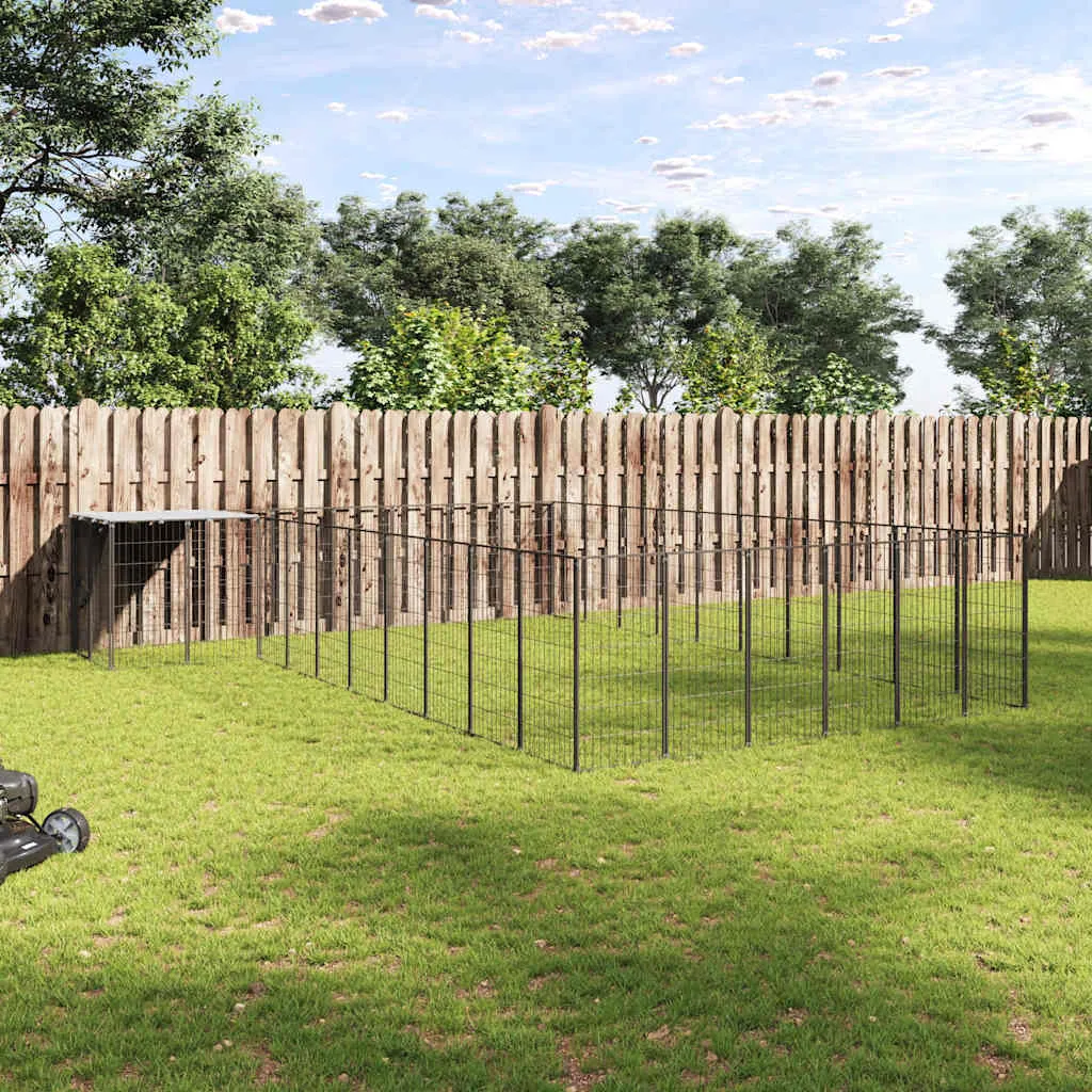 vidaxl kavez za pse crni 19,36 m² čelični - slika 1