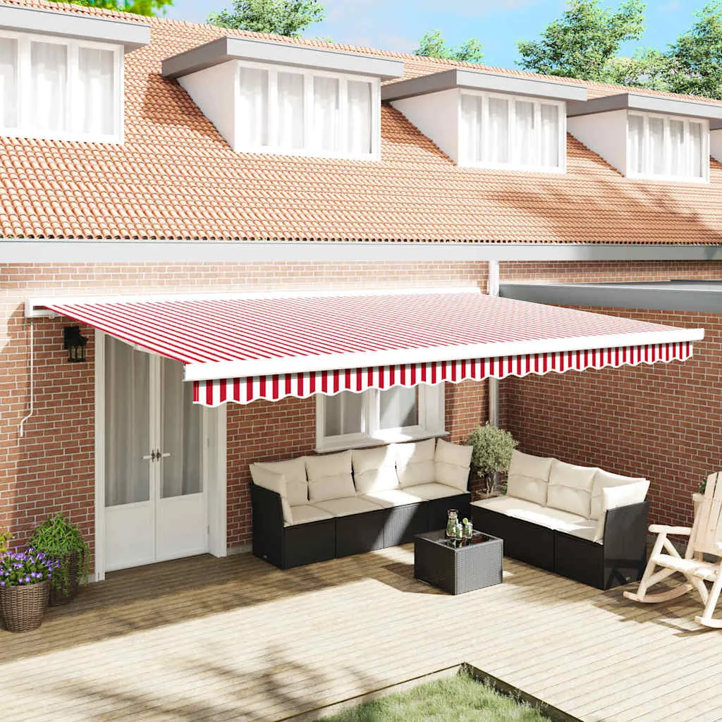 vidaXL Povlačivi tende Crvena i bijela 500 × 300 cm Platno i Aluminij - Venlo