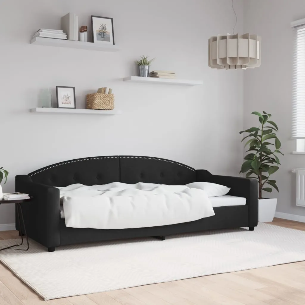 vidaXL Dnevni krevet crni 90 x 200 cm od tkanine - Venlo