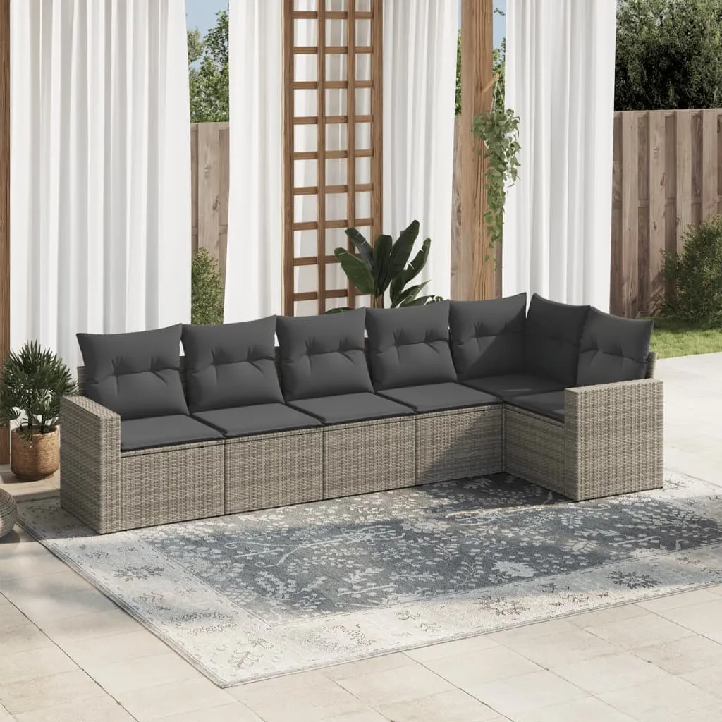 vidaXL 6-dijelni set vrtnih sofa od poliratana s jastucima sivi - Venlo