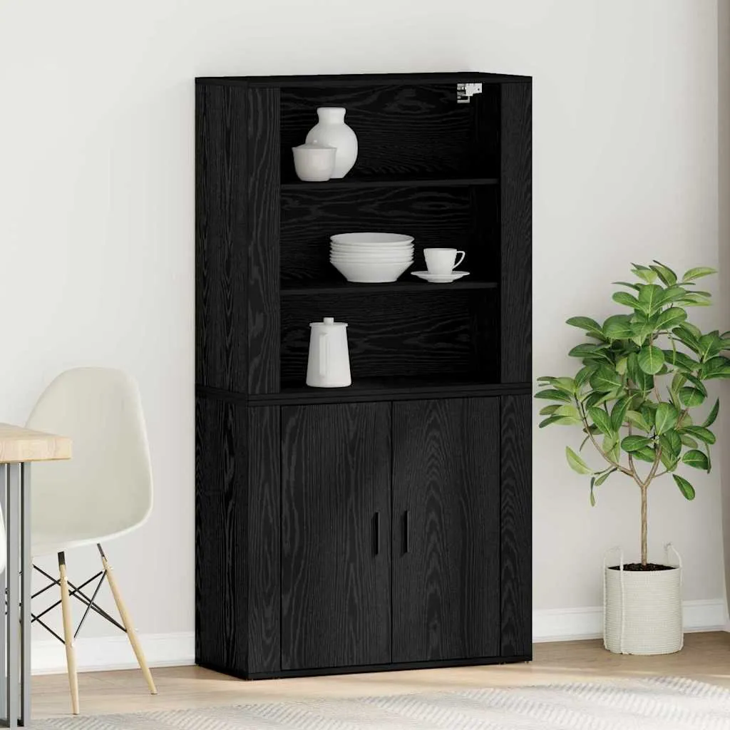 vidaXL Highboard Crni hrast 80 x 33 x 150 cm Konstruirano drvo - Venlo