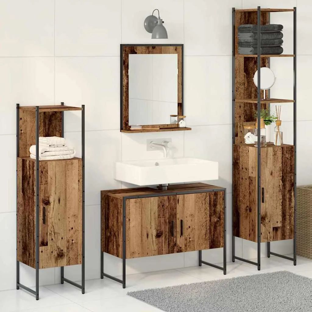 vidaXL Set namještaja za kupaonicu 4 kom. Smeđa 33 x 33 x 185,5 cm - Venlo