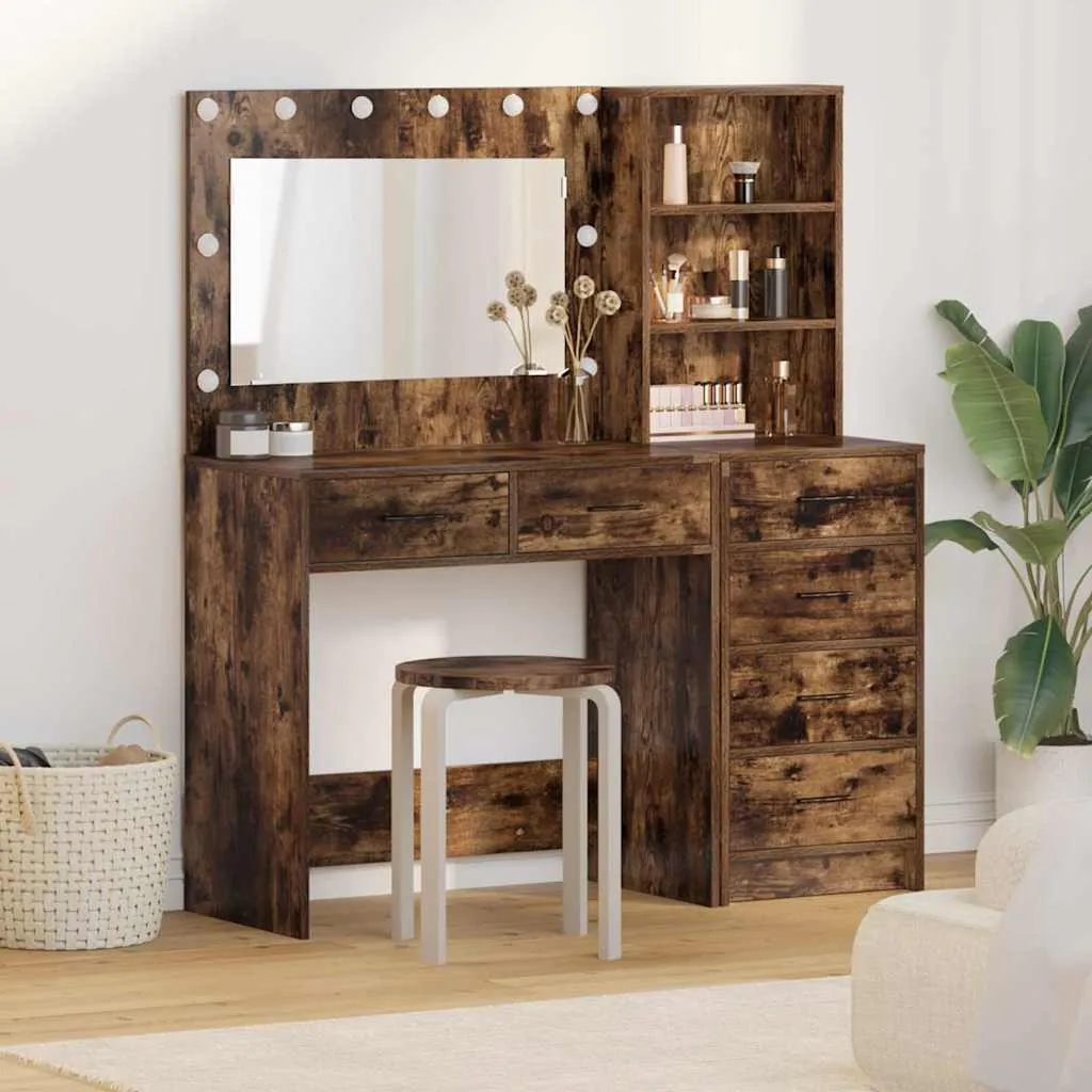 vidaXL Toaletni stol 2 kom. Smeđa 78.5 x 41 x 135 cm Konstruirano drvo - Venlo