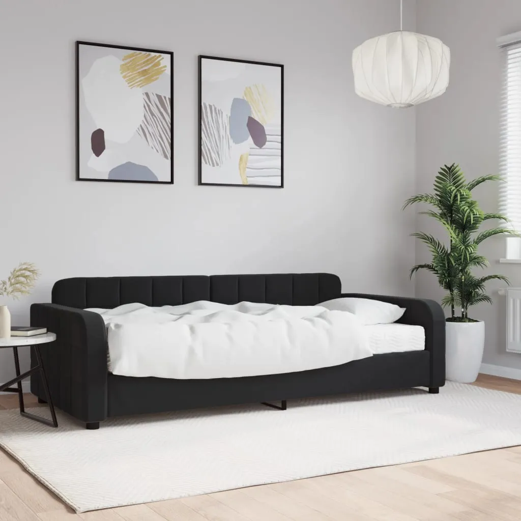 vidaXL Dnevni krevet s madracem crni 90 x 200 cm baršunasti - Venlo